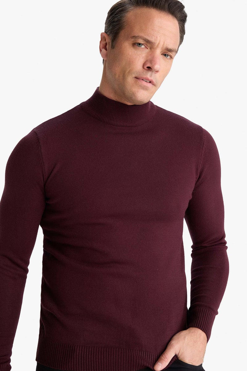 DeFacto Red Man Slim Fit Turtleneck Basic Knit Pullover Casual - Image 4